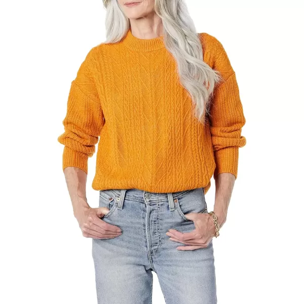 imageAmazon Essentials Womens Cable Knit Sweater SoftTouch Modern Crewneck Plus Size AvailableOrange