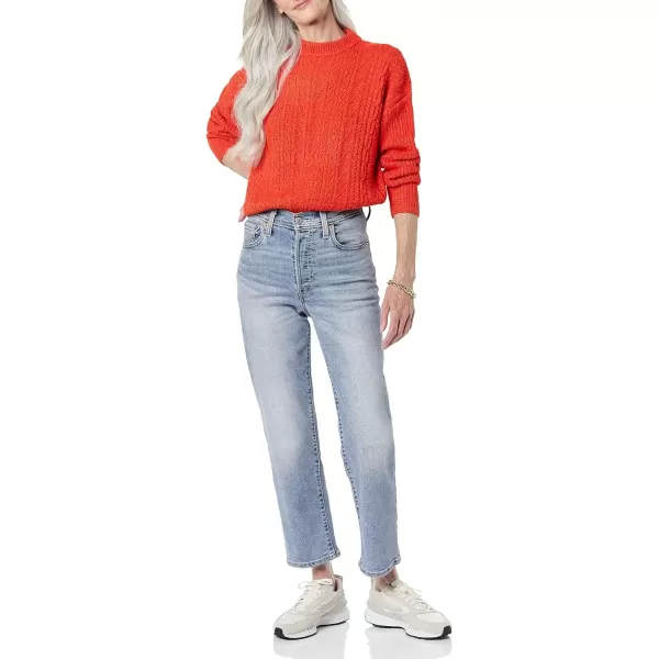 imageAmazon Essentials Womens Cable Knit Sweater SoftTouch Modern Crewneck Plus Size AvailablePoppy Red