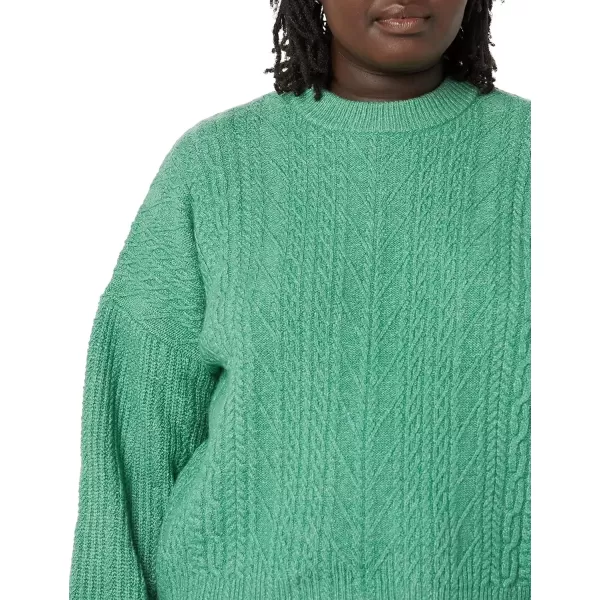 imageAmazon Essentials Womens Cable Knit Sweater SoftTouch Modern Crewneck Plus Size AvailableSage Green