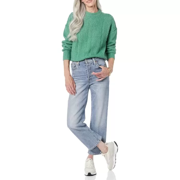 imageAmazon Essentials Womens Cable Knit Sweater SoftTouch Modern Crewneck Plus Size AvailableSage Green