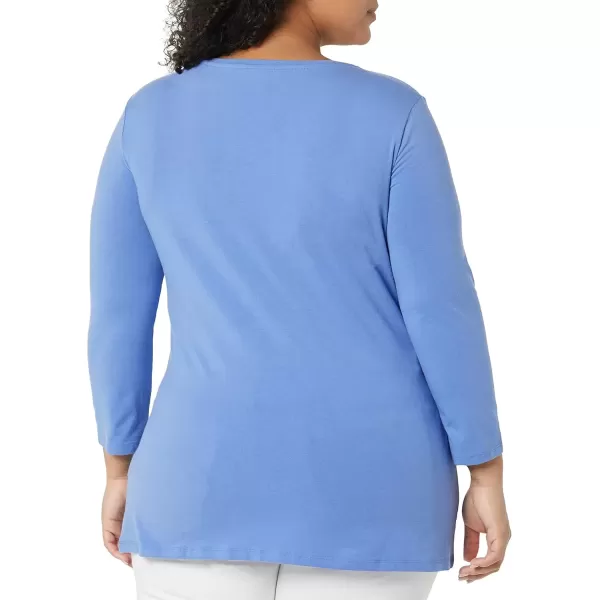 imageAmazon Essentials Womens ClassicFit 34 Sleeve VNeck TShirt Available in Plus Size MultipacksBlue