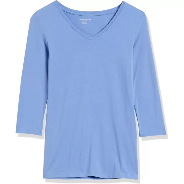 imageAmazon Essentials Womens ClassicFit 34 Sleeve VNeck TShirt Available in Plus Size MultipacksBlue