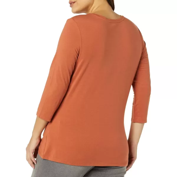 imageAmazon Essentials Womens ClassicFit 34 Sleeve VNeck TShirt Available in Plus Size MultipacksCaramel