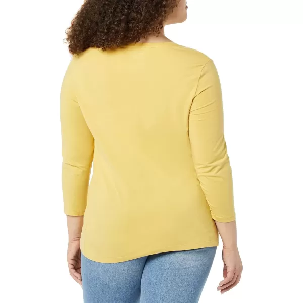 imageAmazon Essentials Womens ClassicFit 34 Sleeve VNeck TShirt Available in Plus Size MultipacksDark Yellow