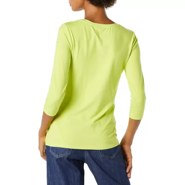 imageAmazon Essentials Womens ClassicFit 34 Sleeve VNeck TShirt Available in Plus Size MultipacksLime Green