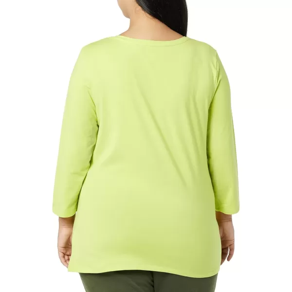 imageAmazon Essentials Womens ClassicFit 34 Sleeve VNeck TShirt Available in Plus Size MultipacksLime Green