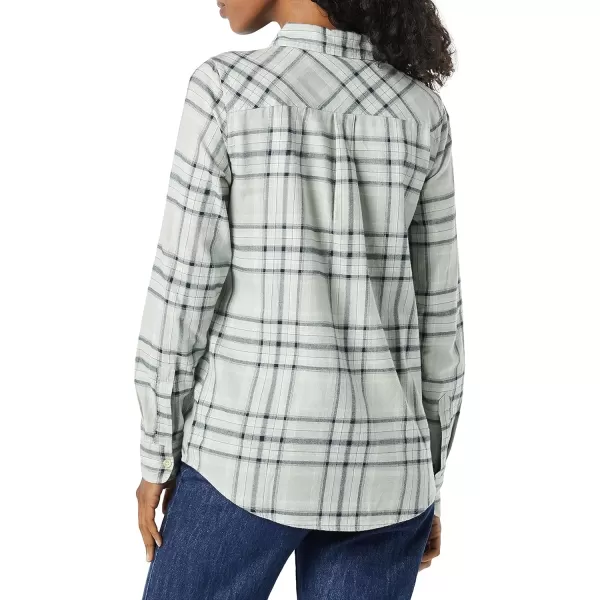 imageAmazon Essentials Womens ClassicFit LongSleeve Lightweight Plaid Flannel ShirtBlack Grey Plaid