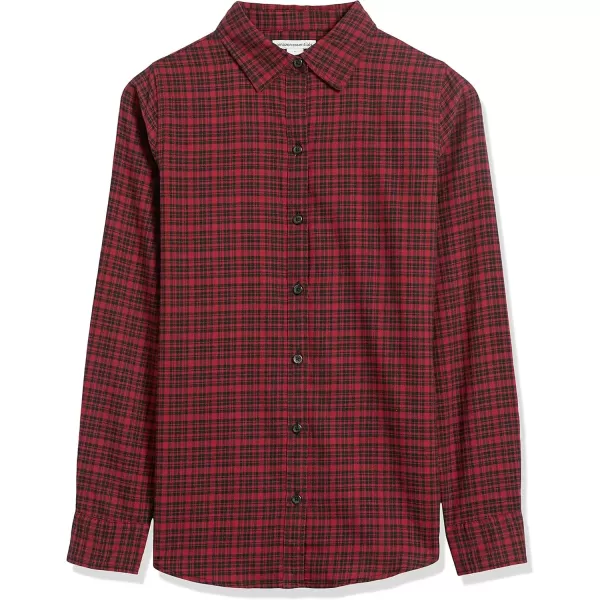 imageAmazon Essentials Womens ClassicFit LongSleeve Lightweight Plaid Flannel ShirtBlack Red Preppy Check