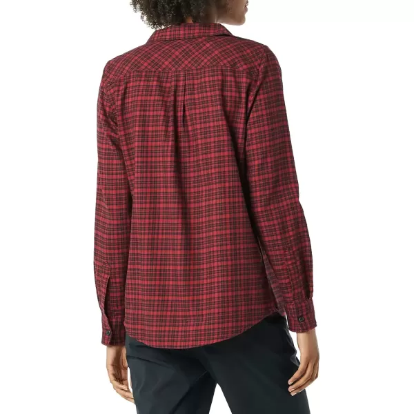 imageAmazon Essentials Womens ClassicFit LongSleeve Lightweight Plaid Flannel ShirtBlack Red Preppy Check