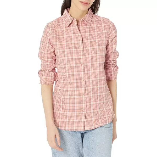 imageAmazon Essentials Womens ClassicFit LongSleeve Lightweight Plaid Flannel ShirtPeach Windowpane Plaid