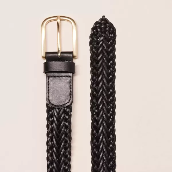 imageAmazon Essentials Womens Leather Woven BeltBlack