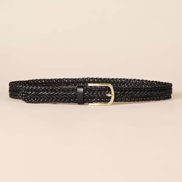 imageAmazon Essentials Womens Leather Woven BeltBlack