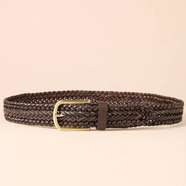 imageAmazon Essentials Womens Leather Woven BeltBrown