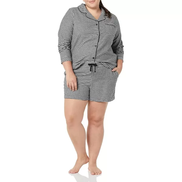 imageAmazon Essentials Womens Lightweight Woven Flannel Pajama Set with ShortsBlack White Gingham