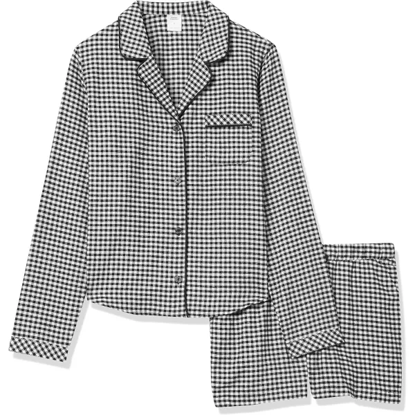 imageAmazon Essentials Womens Lightweight Woven Flannel Pajama Set with ShortsBlack White Gingham