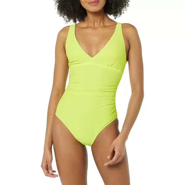 imageAmazon Essentials Womens Plunge Tummy Control Shaping SwimsuitYellow