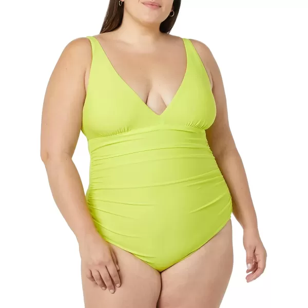 imageAmazon Essentials Womens Plunge Tummy Control Shaping SwimsuitYellow