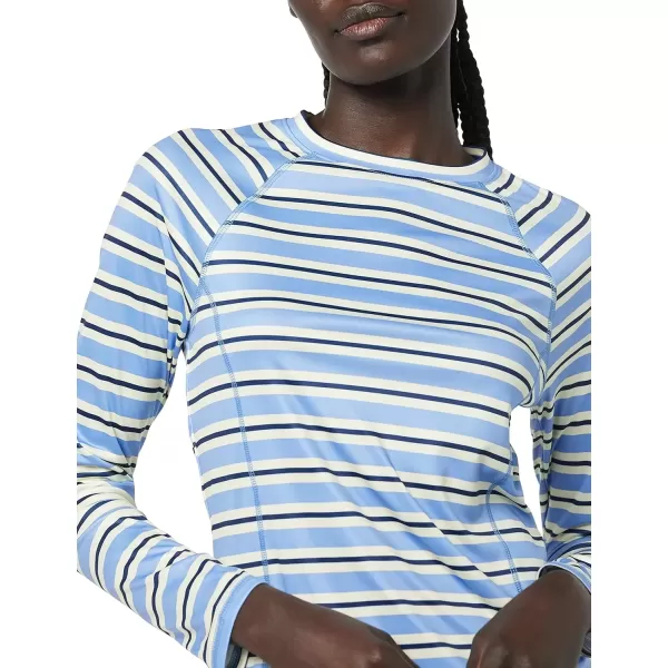 imageAmazon Essentials Womens Rash Guard Long Sleeve Sun ProtectionBlue Horizontal Stripe