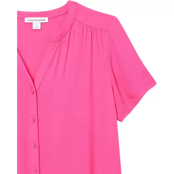 imageAmazon Essentials Womens RelaxedFit ShortSleeve Woven BlouseHot Pink