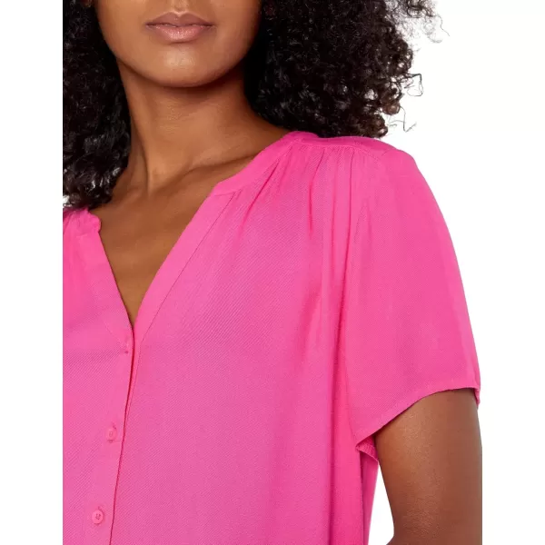 imageAmazon Essentials Womens RelaxedFit ShortSleeve Woven BlouseHot Pink