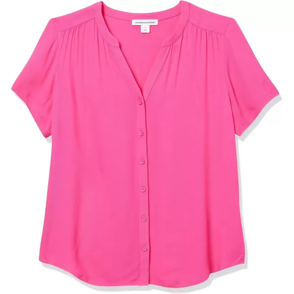 imageAmazon Essentials Womens RelaxedFit ShortSleeve Woven BlouseHot Pink