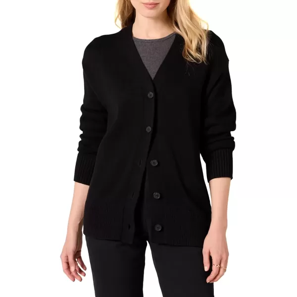 imageAmazon Essentials Womens VNeck Midweight RelaxedFit Cardigan SweaterBlack