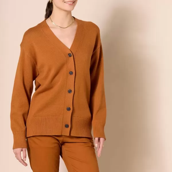 imageAmazon Essentials Womens VNeck Midweight RelaxedFit Cardigan SweaterCaramel