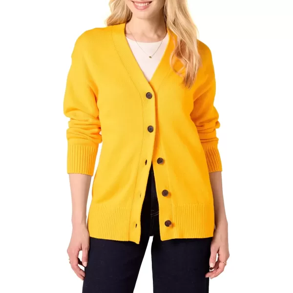 imageAmazon Essentials Womens VNeck Midweight RelaxedFit Cardigan SweaterGolden Yellow