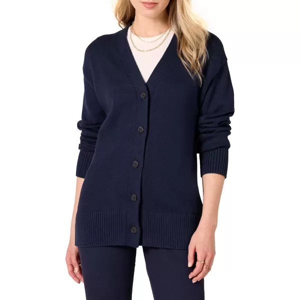 imageAmazon Essentials Womens VNeck Midweight RelaxedFit Cardigan SweaterNavy