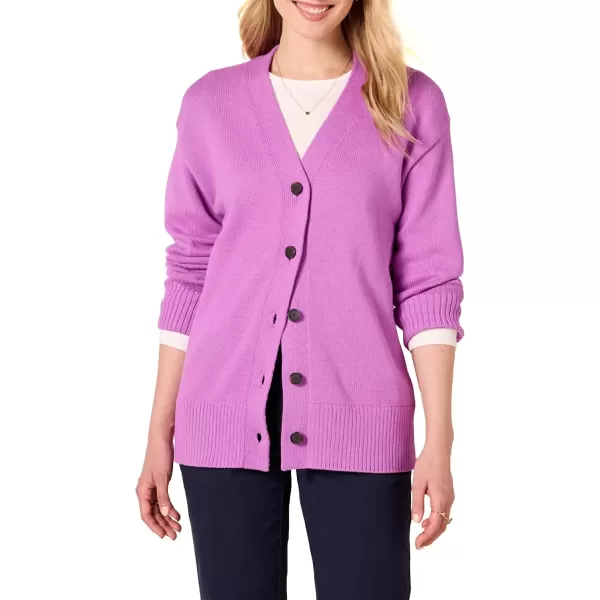 imageAmazon Essentials Womens VNeck Midweight RelaxedFit Cardigan SweaterPurple