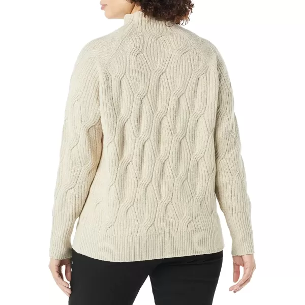 imageAmazon Essentials Womens Winter Sweater Soft Touch Funnel Neck Cable KnitBeige