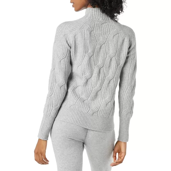 imageAmazon Essentials Womens Winter Sweater Soft Touch Funnel Neck Cable KnitGrey Heather