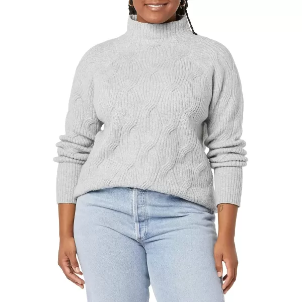 imageAmazon Essentials Womens Winter Sweater Soft Touch Funnel Neck Cable KnitGrey Heather