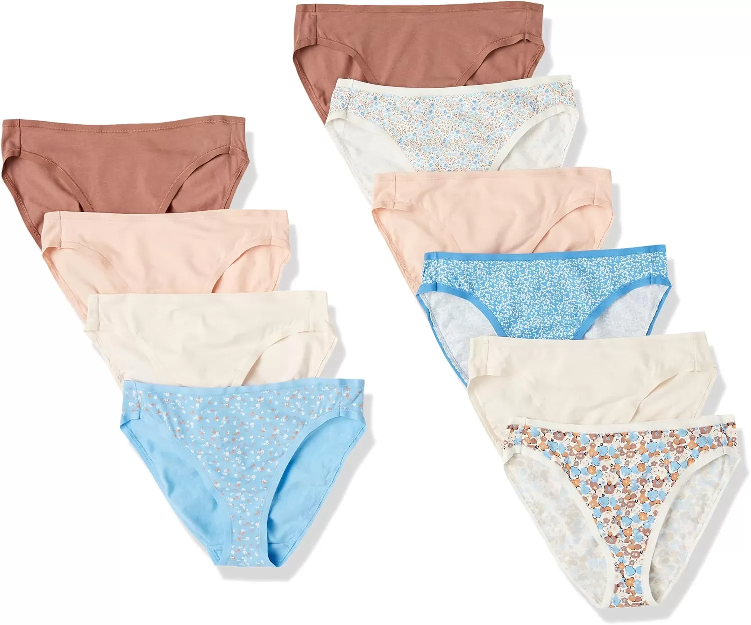 imageAmazon Essentials Womens Cotton High Leg Brief Underwear Available in Plus Size MultipacksMulticolorDitsy FloralDotsFloral
