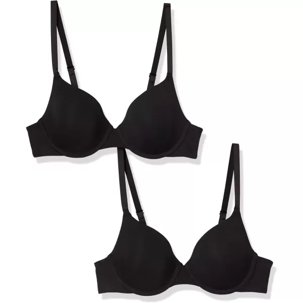 imageAmazon Essentials TShirt Bras for Women Comfortable Underwire Pack of 2Black