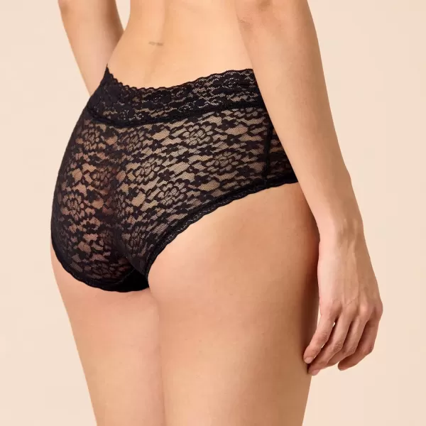 imageAmazon Essentials Womens Comfortable Lace Stretch Hipster Underwear Pack of 4Black
