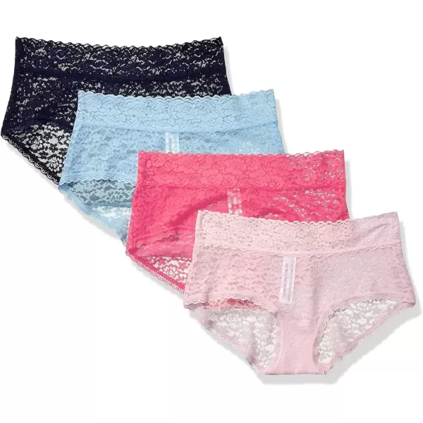 imageAmazon Essentials Womens Comfortable Lace Stretch Hipster Underwear Pack of 4BluePink