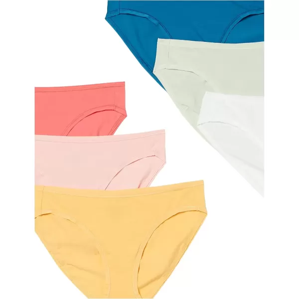 imageAmazon Essentials Womens Cotton Bikini Brief Underwear Available in Plus Size Pack of 6Pretty Color Pops