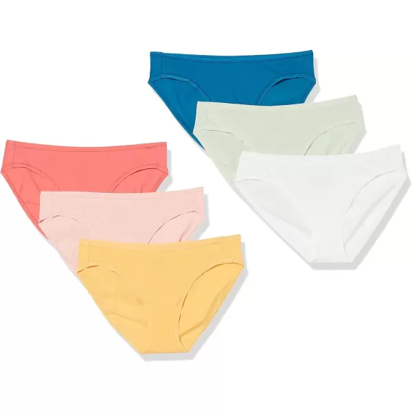 imageAmazon Essentials Womens Cotton Bikini Brief Underwear Available in Plus Size Pack of 6Pretty Color Pops