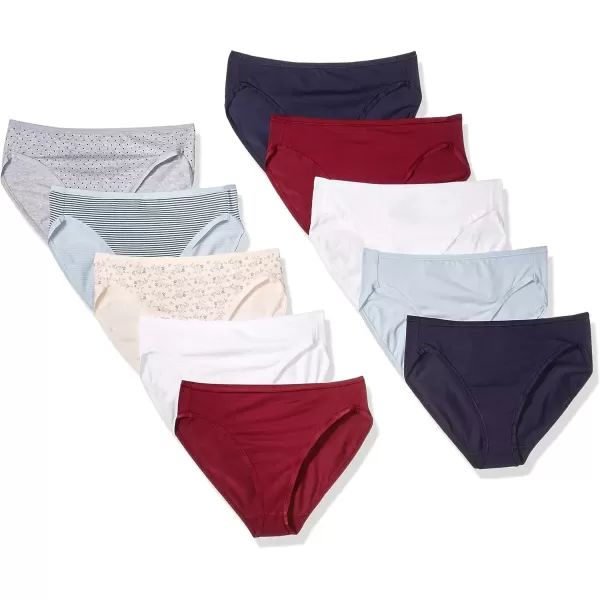 imageAmazon Essentials Womens Cotton High Leg Brief Underwear Available in Plus Size MultipacksDotsFloral PrintThin Stripe