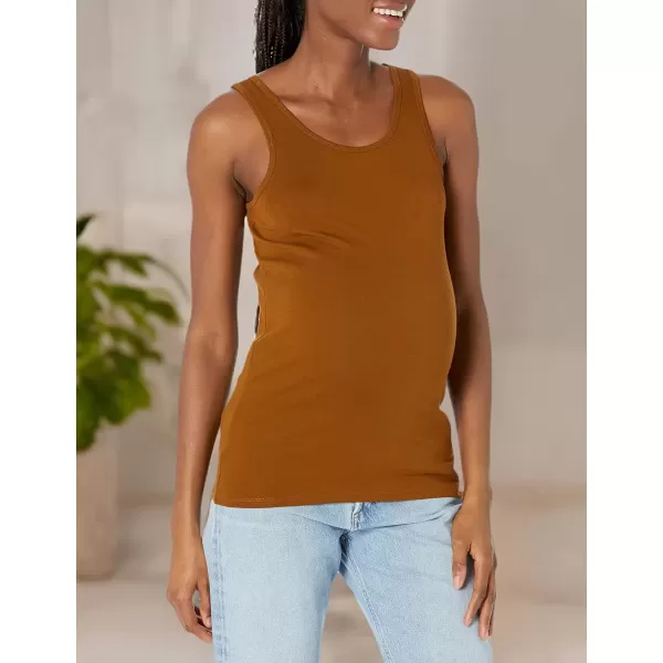 imageAmazon Essentials Womens Maternity Tank Top Pack of 2BlackDark Chestnut Brown