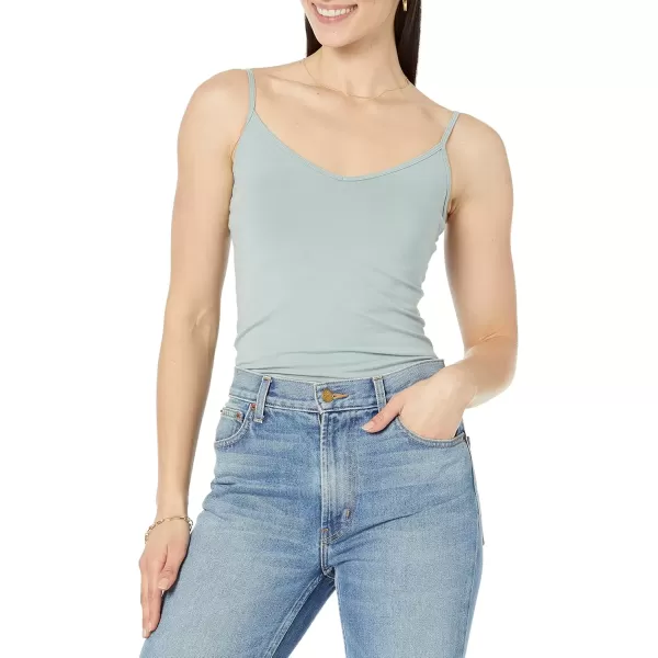 imageAmazon Essentials Womens SlimFit Knit VNeck Layering Cami Available in Plus Size Pack of 4Grey HeatherNavySage GreenWhite