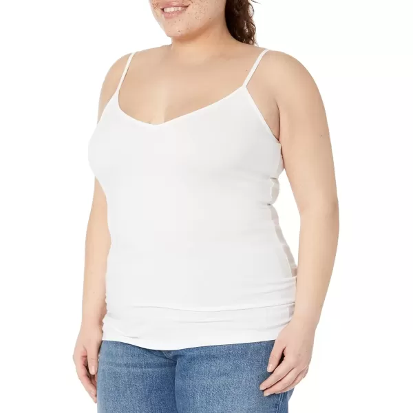 imageAmazon Essentials Womens SlimFit Knit VNeck Layering Cami Available in Plus Size Pack of 4Grey HeatherNavySage GreenWhite