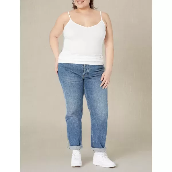 imageAmazon Essentials Womens SlimFit Knit VNeck Layering Cami Available in Plus Size Pack of 4Grey HeatherNavySage GreenWhite