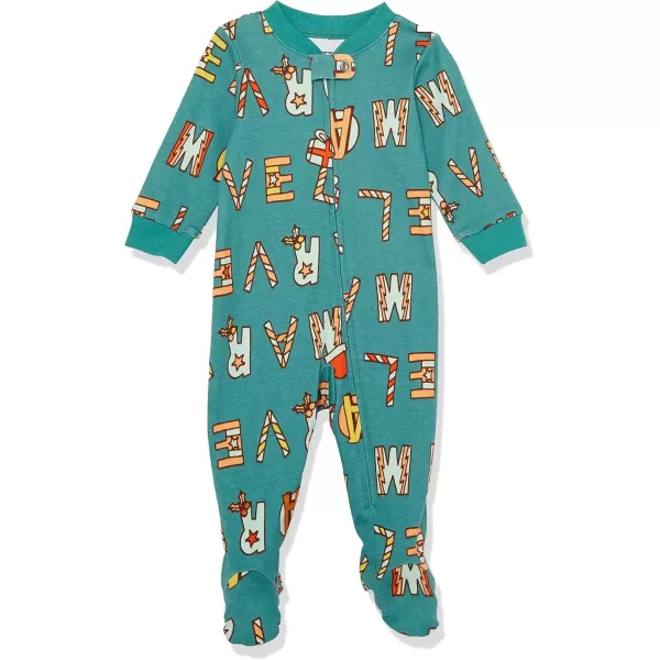 imageAmazon Essentials Disney  Marvel  Star Wars Unisex Babies and Toddlers SnugFit Cotton Footed Pajamas MultipacksFestive Marvel