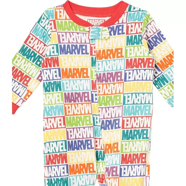 imageAmazon Essentials Disney  Marvel  Star Wars Unisex Babies and Toddlers SnugFit Cotton Footed Pajamas MultipacksMarvel Holiday Bricks