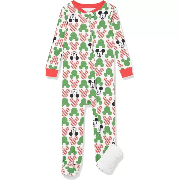 imageAmazon Essentials Disney  Marvel  Star Wars Unisex Babies and Toddlers SnugFit Cotton Footed Pajamas MultipacksMickey Holiday  Footed Sleeper