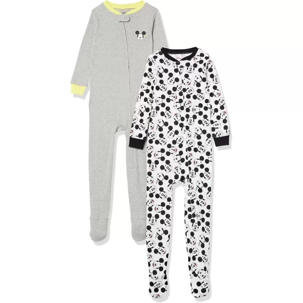 imageAmazon Essentials Disney  Marvel  Star Wars Unisex Babies and Toddlers SnugFit Cotton Footed Pajamas MultipacksMickey Moods  Footed Sleeper