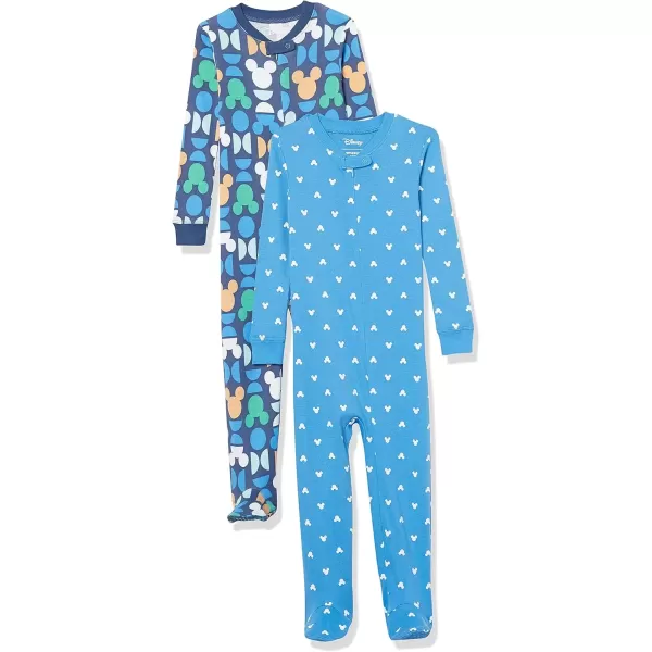 imageAmazon Essentials Disney  Marvel  Star Wars Unisex Babies and Toddlers SnugFit Cotton Footed Pajamas MultipacksMickey Oh Boy