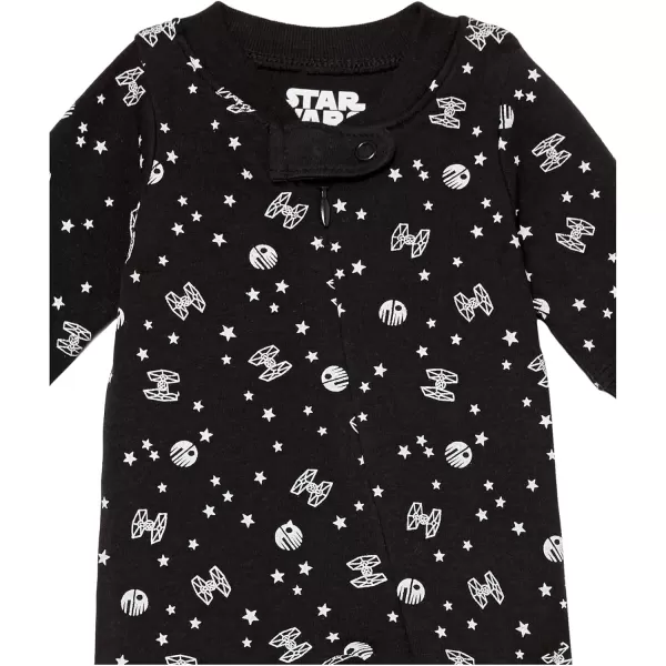 imageAmazon Essentials Disney  Marvel  Star Wars Unisex Babies and Toddlers SnugFit Cotton Footed Pajamas MultipacksStar Wars Tiny Trooper